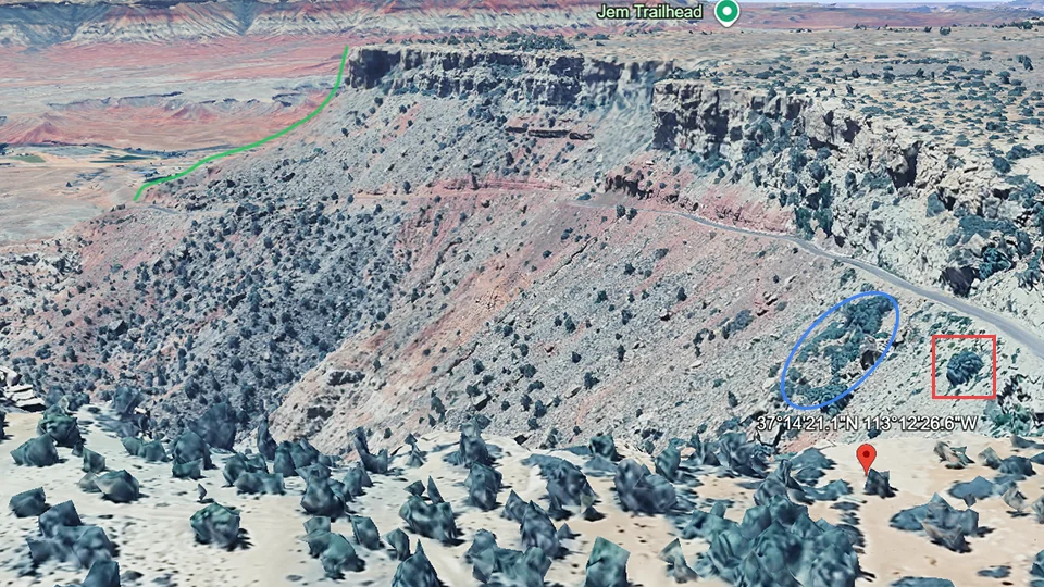 Google Earth aerial view of the filming location near La Verkin, Utah