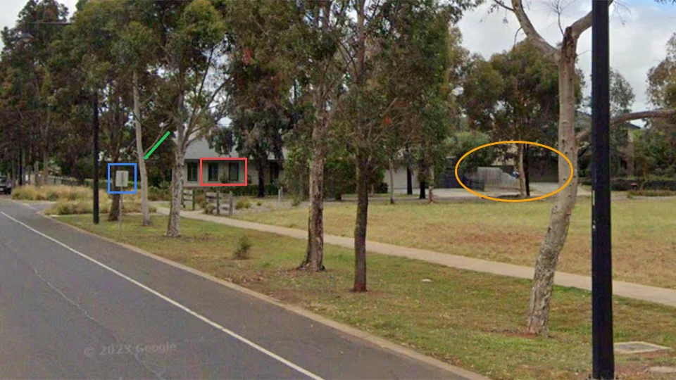Google Street View of Eynesbury Rd near number 620 in Eynesbury, Victoria
