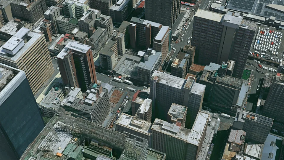 Google Earth aerial view of Marble Towers in Hillbrow, Johannesburg