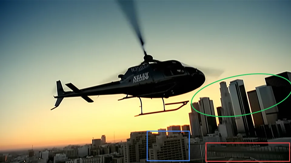 Nelly Furtado and Timbaland on the rooftop of DoubleTree by Hilton Hotel Los Angeles Downtown in Say It Right music video at 3:41